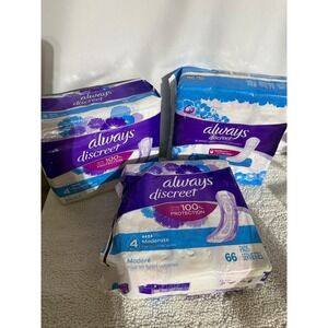 Always Discreet Moderate Incontinence Pads Size 4 66 Count 3 Pack Bundle